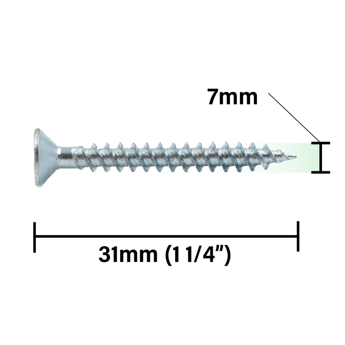 Rikä TWSR014 Woodscrew Twin-Thread CSK BZP 7 x 1 1/4in 200pk